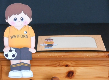 3D On the Shelf Card Kit - Little Footballer Cornell plays for Watford by Joan Prince