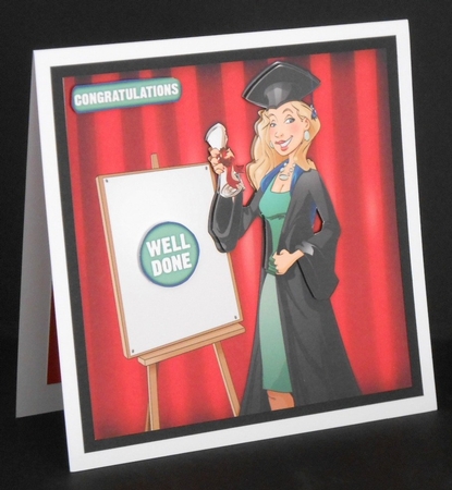 Graduation Dudess Blonde Hair Blank Board 8x8 by Joan Prince