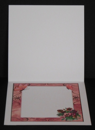 Pretty shades of pink pansies with butterfly 8x8 insert by Joan Prince