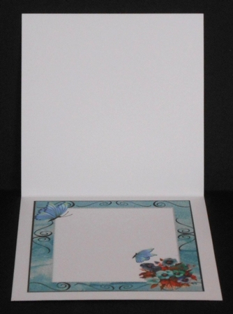 Pretty shades of blue pansies with butterfly 8x8 insert by Joan Prince