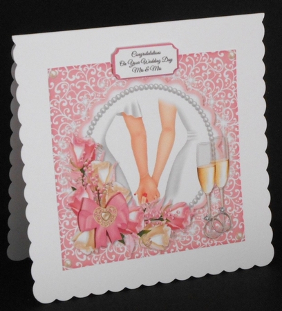 Mrs and Mrs Wedding Pink with Pink Flowers by Joan Prince