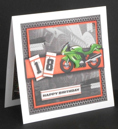 Motorbike Fan Card Topper Card Kit 1297 green by Joan Prince