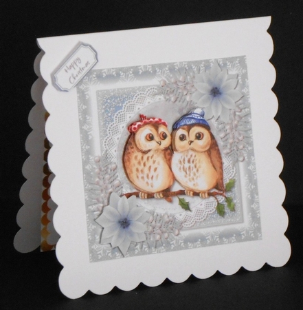 Christmas Animals 1 Cosy Owls 7x7 Topper by Joan Prince
