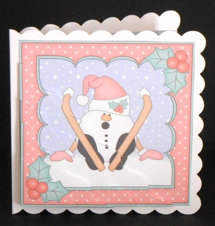Christmas OOps Snowball Sam is Skiing Wavy Corner Topper by Joan Prince