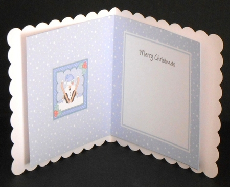 Christmas OOps Snowball Sam is Skiing insert square landscape by Joan Prince