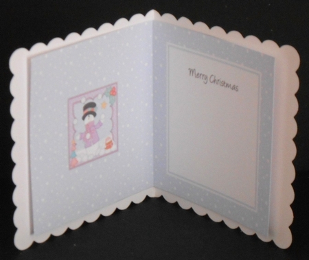 Christmas Snowman Rio is Carol Having a Snowball Fight insert square landscape by Joan Prince