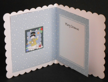 Christmas Snowman Rio is Carol Having a Snowball Fight insert square landscape by Joan Prince