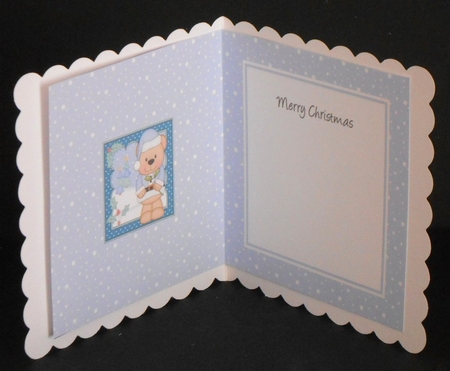 Christmas Livvy Bear has the Mistletoe insert square landscape by Joan Prince