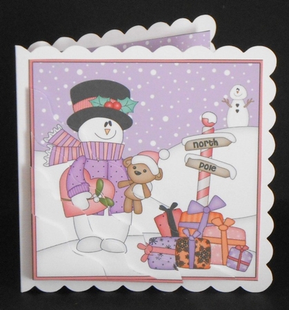 Christmas Snowman Roi is at the North Pole Wavy Corner side stacker Topper by Joan Prince