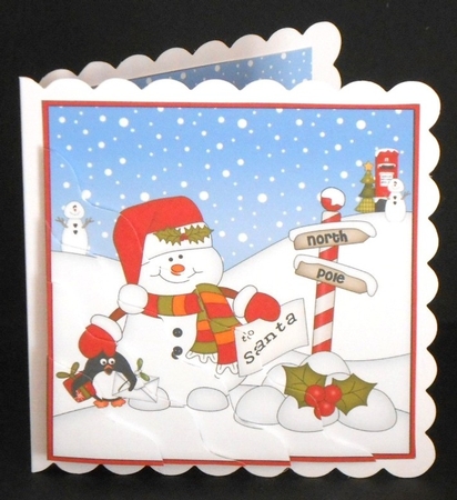 Christmas Snowman Oli & Pip Penguin are at the North Pole Wavy Corner side stacker Topper by Joan Prince