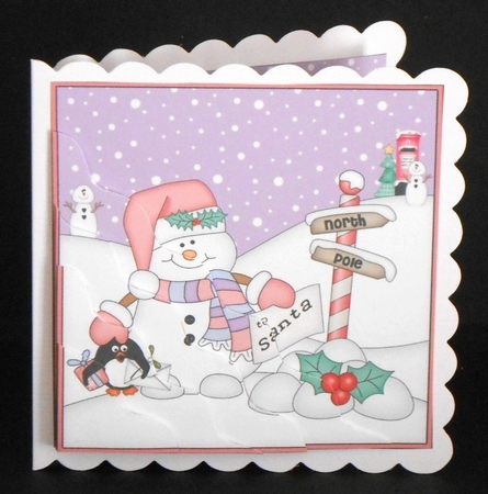 Christmas Snowman Oli & Pip Penguin are at the North Pole Wavy Corner side stacker Topper by Joan Prince