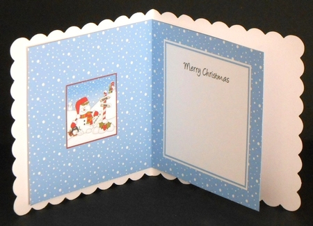 Christmas Snowman Oli & Pip Penguin are at the North Pole insert square landscape by Joan Prince