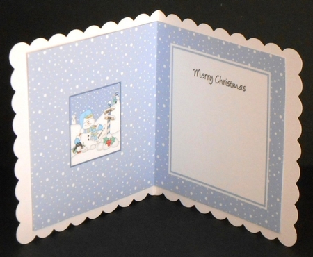 Christmas Snowman Oli & Pip Penguin are at the North Pole insert square landscape by Joan Prince