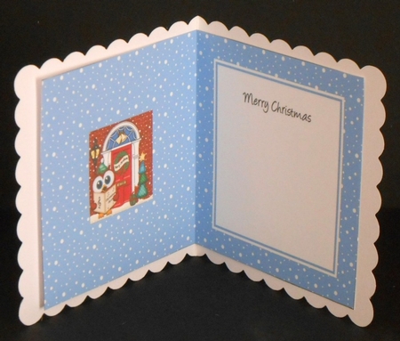 Little Hoot Owl at the Christmas Door matching insert square landscape by Joan Prince