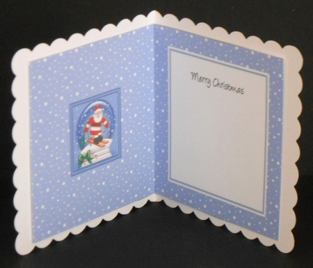 Christmas Snowglobe Santa is going Skiing matching insert square landscape by Joan Prince