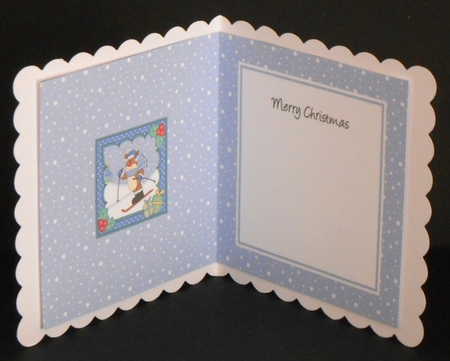 Christmas Rudolph goes Skiing insert square landscape by Joan Prince