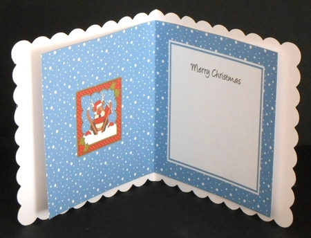Christmas Rudolph goes Skiing insert square landscape by Joan Prince