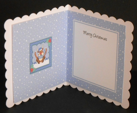Christmas Rudolph goes Skiing insert square landscape by Joan Prince