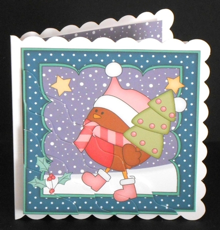 Christmas Bobbin Robin has a Christmas Tree Wavy Corner side stacker Topper by Joan Prince