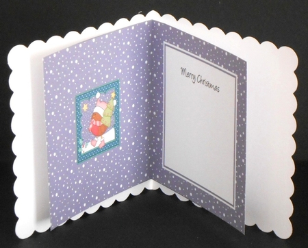Christmas Bobbin Robin has a Christmas Tree insert square landscape by Joan Prince