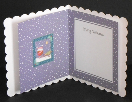 Christmas Bobbin Robin has a Christmas Tree insert square landscape by Joan Prince