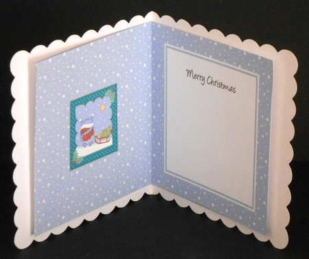 Christmas Bobbin Robin has a Christmas Tree insert square landscape by Joan Prince