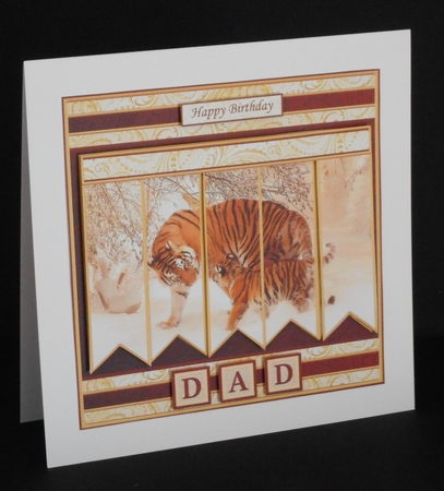 WINTER TIGERS Christmas or Birthday 7.5 Quick Card Kit Create Any Name Alphabet in 2 sizes by Joan Prince