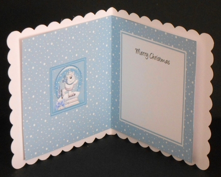 Christmas Snowglobe Ben Polar Vear goes Skating matching insert square landscape by Joan Prince