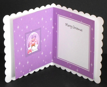 Christmas Little Birdie goes Sledging Snowglobe square landscape insert by Joan Prince