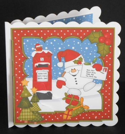 Christmas Snowball Sam Posts a Letter to Santa Wavy Corner Topper by Joan Prince
