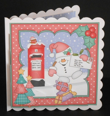 Christmas Snowball Sam Posts a Letter to Santa Wavy Corner Topper by Joan Prince