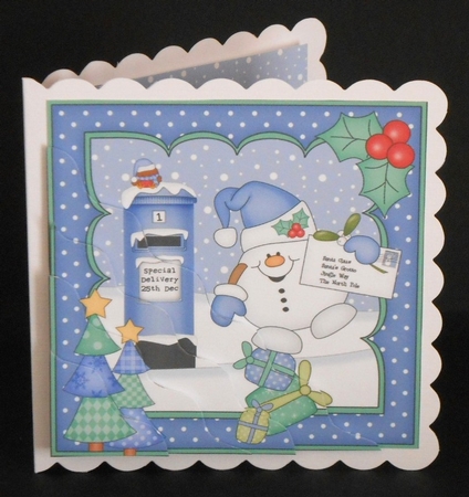 Christmas Snowball Sam Posts a Letter to Santa Wavy Corner Topper by Joan Prince