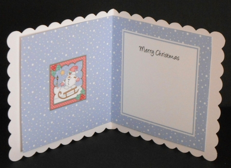 Christmas Snowball Sam is Sledging insert square landscape by Joan Prince
