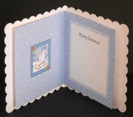 Christmas Snowball Sam is Sledging insert square landscape by Joan Prince