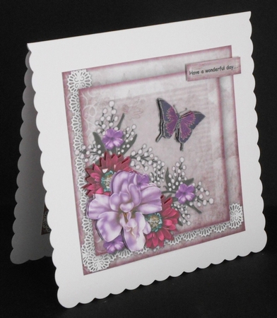 Pretty Flowers& Butterfly quick card by Joan Prince