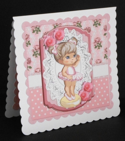 Little girl ballet dancing with roses and 8x8 by Joan Prince