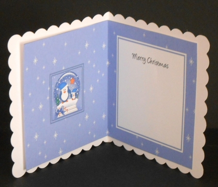 Christmas Cute Little Penguins Snowglobe square landscape insert by Joan Prince