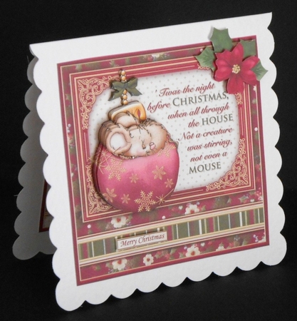 CHRISTMAS MOUSE & BAUBLE PLUM 7.8 Decoupage & Insert Mini Kit by Joan Prince