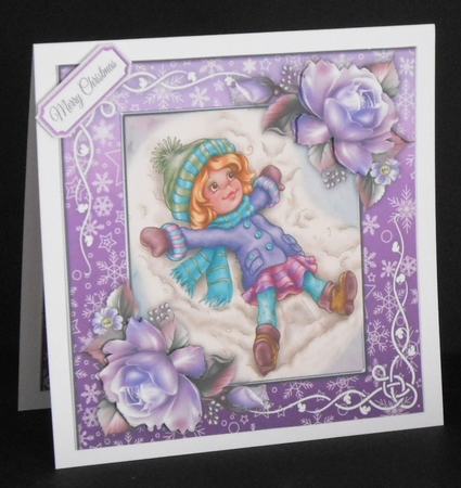 Little Girl Doing Snow Angels 8x8 by Joan Prince