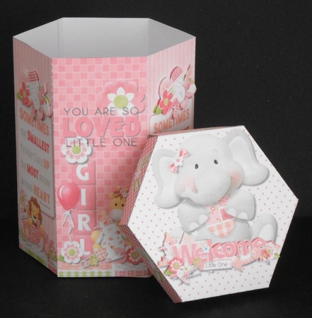 GORGEOUS TALL HEXAGONAL DECOUPAGE BOX - A Girl! by Joan Prince
