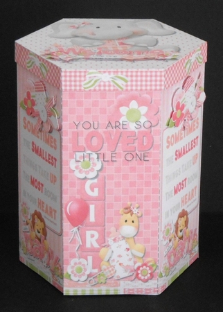 GORGEOUS TALL HEXAGONAL DECOUPAGE BOX - A Girl! by Joan Prince