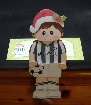 3D On the Shelf Card Kit - Little Christmas Footballer plays for Millwall by Joan Prince