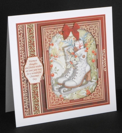 CHRISTMAS SKATES & HOLLY 7.8 Quick Christmas Card & Insert by Joan Prince