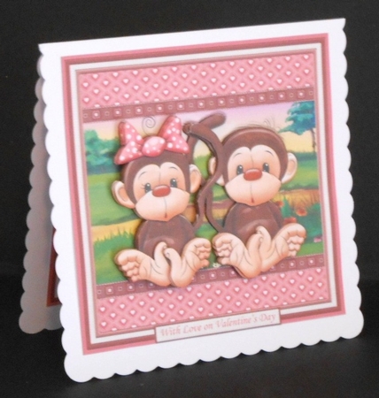 MONKEY LOVE 8x8 Anniversary, Valentines Decoupage & Insert Mini Kit by Joan Prince