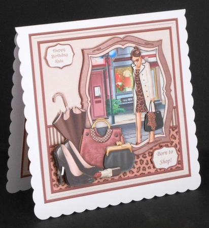 FASHIONABLE SHOPPING LADY 8x8 Decoupage & Insert Mini Kit by Joan Prince