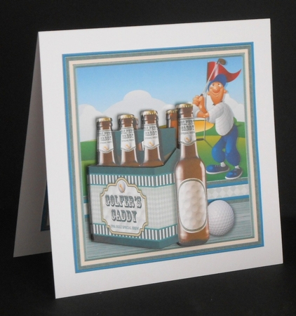 GOLF BEER 6 PACK GOLFERS CADDY 7.5 Decoupage & Insert Mini Kit by Joan Prince