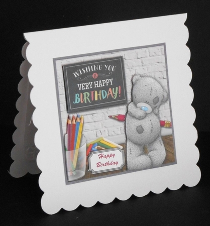 Tatty teddy with chalkboard by Joan Prince