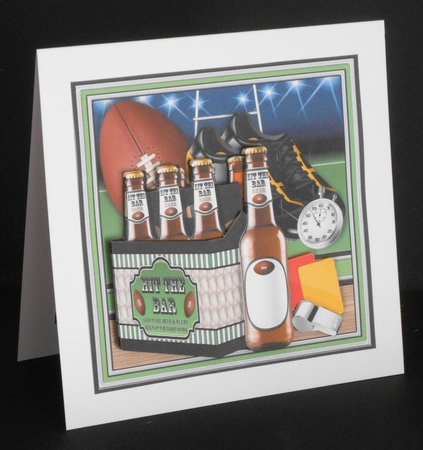 RUGBY BEER 6 PACK HIT THE BAR 7.5 Decoupage & Insert Mini Kit by Joan Prince