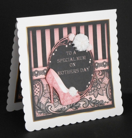 Black and Pink Lace Mothers Day by Joan Prince