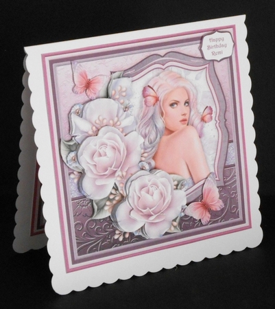 AMETHYST LADY & ROSES 8x8 Decoupage & Insert Mini Kit by Joan Prince